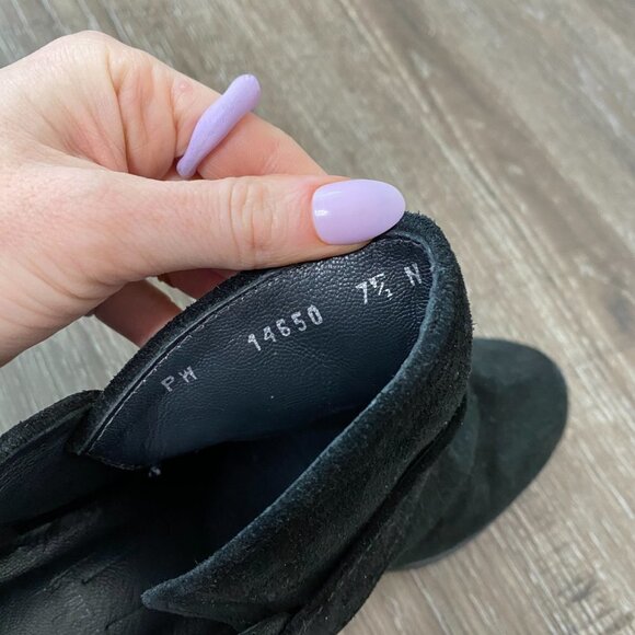 Stuart Weitzman Black Suede Buckle Ankle Bootie - Picture 5 of 9